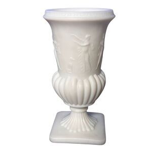 Vintage Imperial Glass Urn Vase With Dancing Nude Women Milk Glass Vase